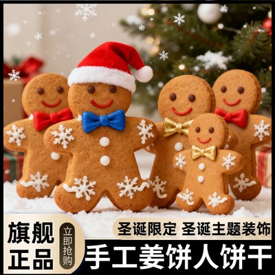 圣诞姜饼人饼干曲奇手工姜味糖霜年会派对蛋糕摆件可食用甜品烘焙