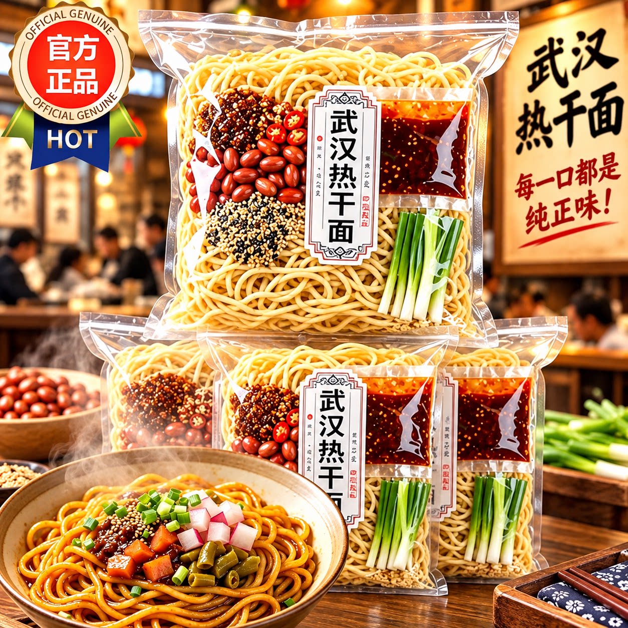 正宗武汉热干面官方旗舰店芝麻酱方便拌面特产早餐速食包邮酱料包