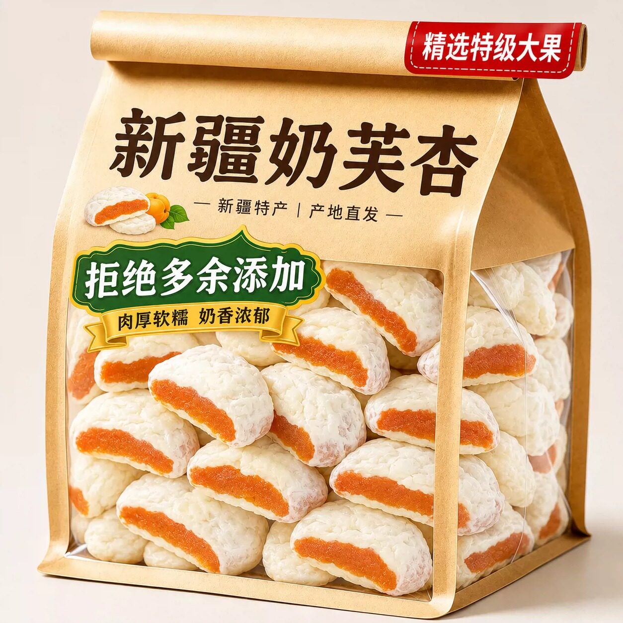 特级奶芙杏新疆特产大黄杏干杏脯奶香软糯网红零食正品官方旗舰店图片