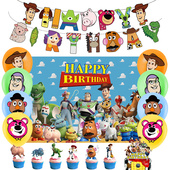 玩具总动员主题生日派对装 饰背景布巴斯光年海报拉旗气球蛋糕插牌