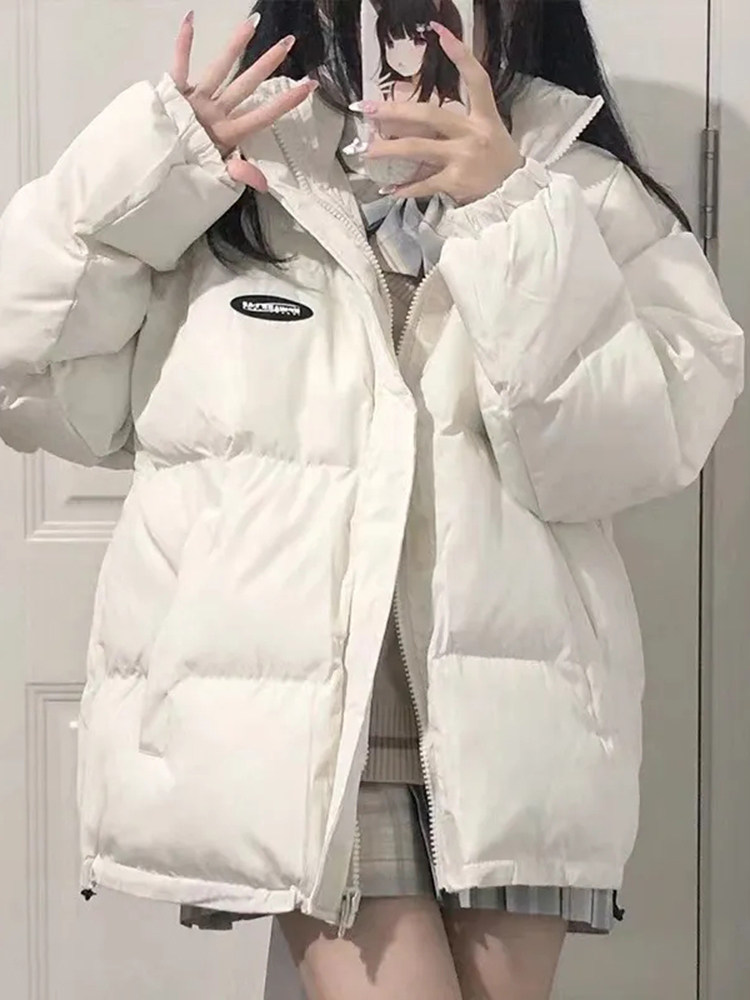 Short white down jacket for women, winter 2025 new style, petite loose Korean version, student thickened outerwear for autumn and winter