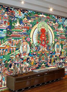 藏式唐卡菩萨佛像背景布壁纸寺庙佛堂壁画释迦牟尼佛墙纸