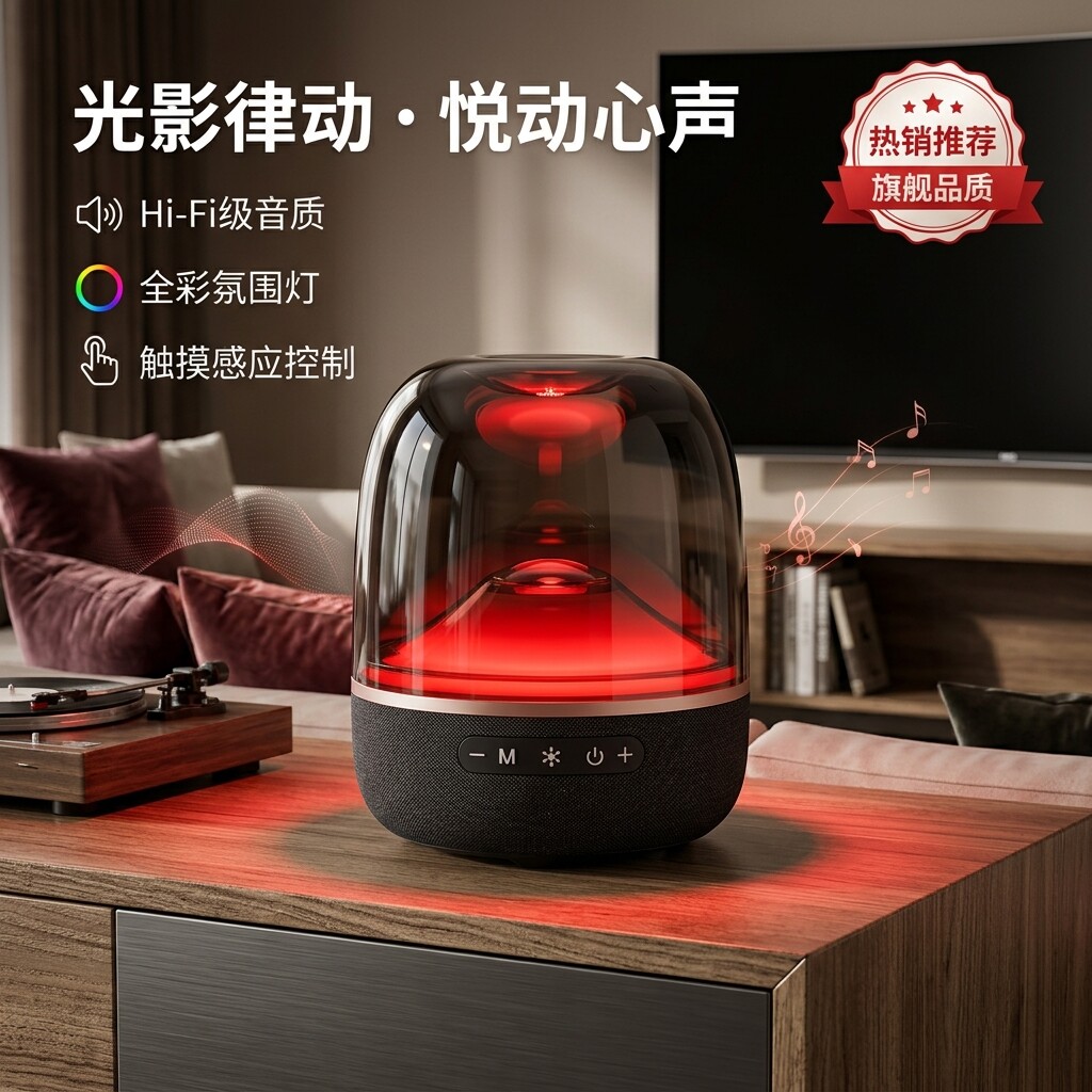 蓝牙音箱音响2026新款水晶琉璃家用客厅环绕华强北礼物电脑曼哈顿