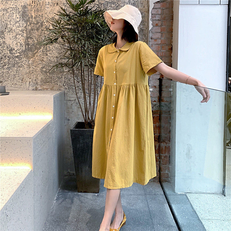 孕晚期夏装孕妇连衣裙潮妈宽松短袖中长款哺乳A字裙2020韩版夏季