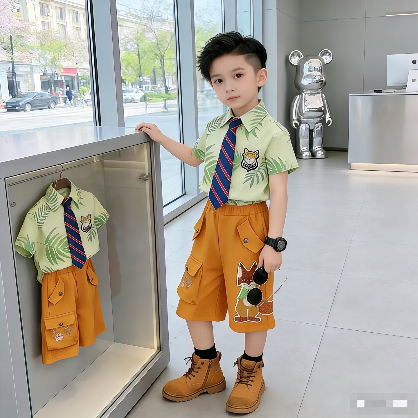 男童套装迪士尼疯狂动物城尼克狐狸cosplay儿童服装夏男童演出服