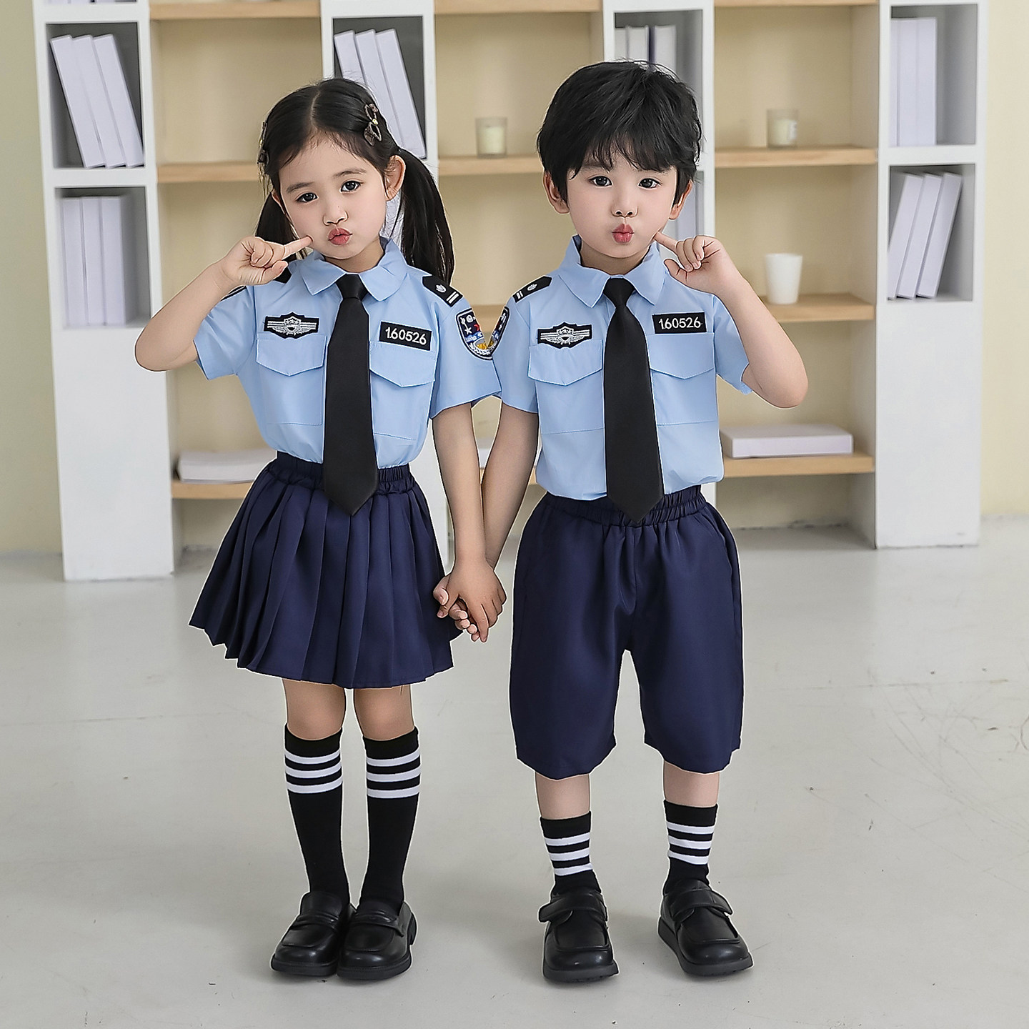 六一演出服儿童警官衣服男童警察套装女童小交警制服角色扮演服装