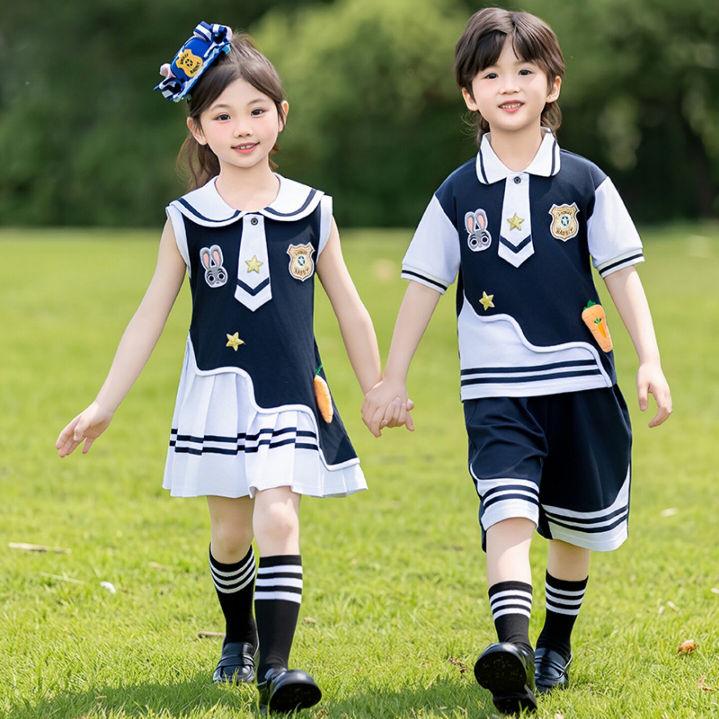 疯狂动物城朱迪儿童套装学院风衣服兔子警官男女六一演出服cos服