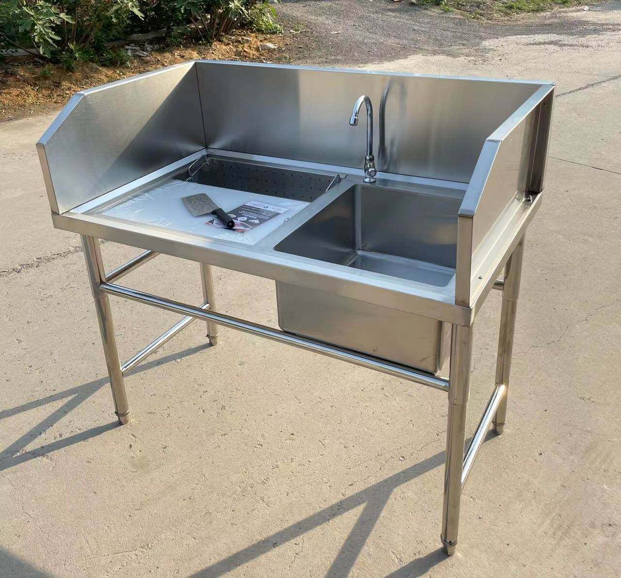 不锈钢杀鱼台饭店用剁鱼台案板超市杀鱼工作台酒店宰杀活鱼分割台