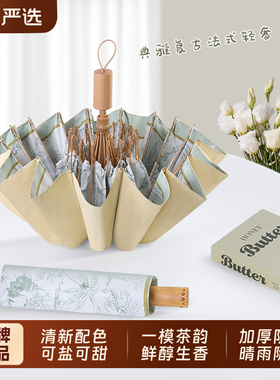 新款法式国风高颜值复古伞女晴雨伞折叠遮太阳防晒防紫外线防晒伞