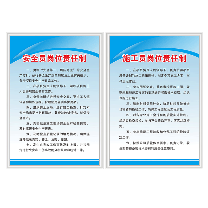 装饰装修公司管理制度八大员岗位责任制安全员施工员项目技术负责人项目经理现场安全质检员现场文明施工制度