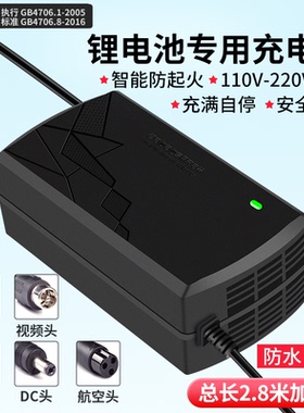 锂电池充电器48V36V2A智能24V修复29.4伏54.6V3A快充原装专用防水