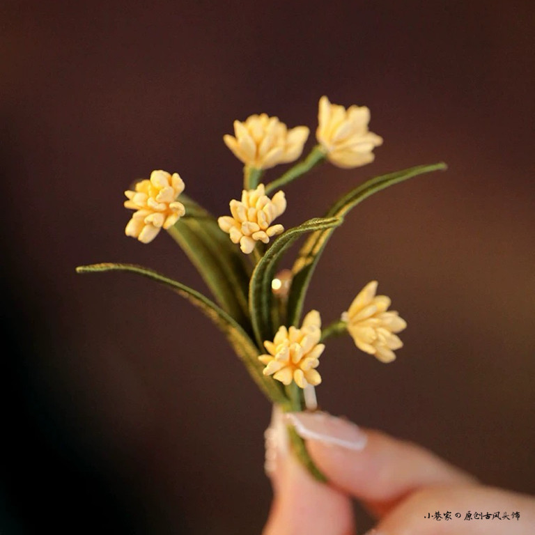 手工缠花胸针桂花别针胸花配饰 胸针