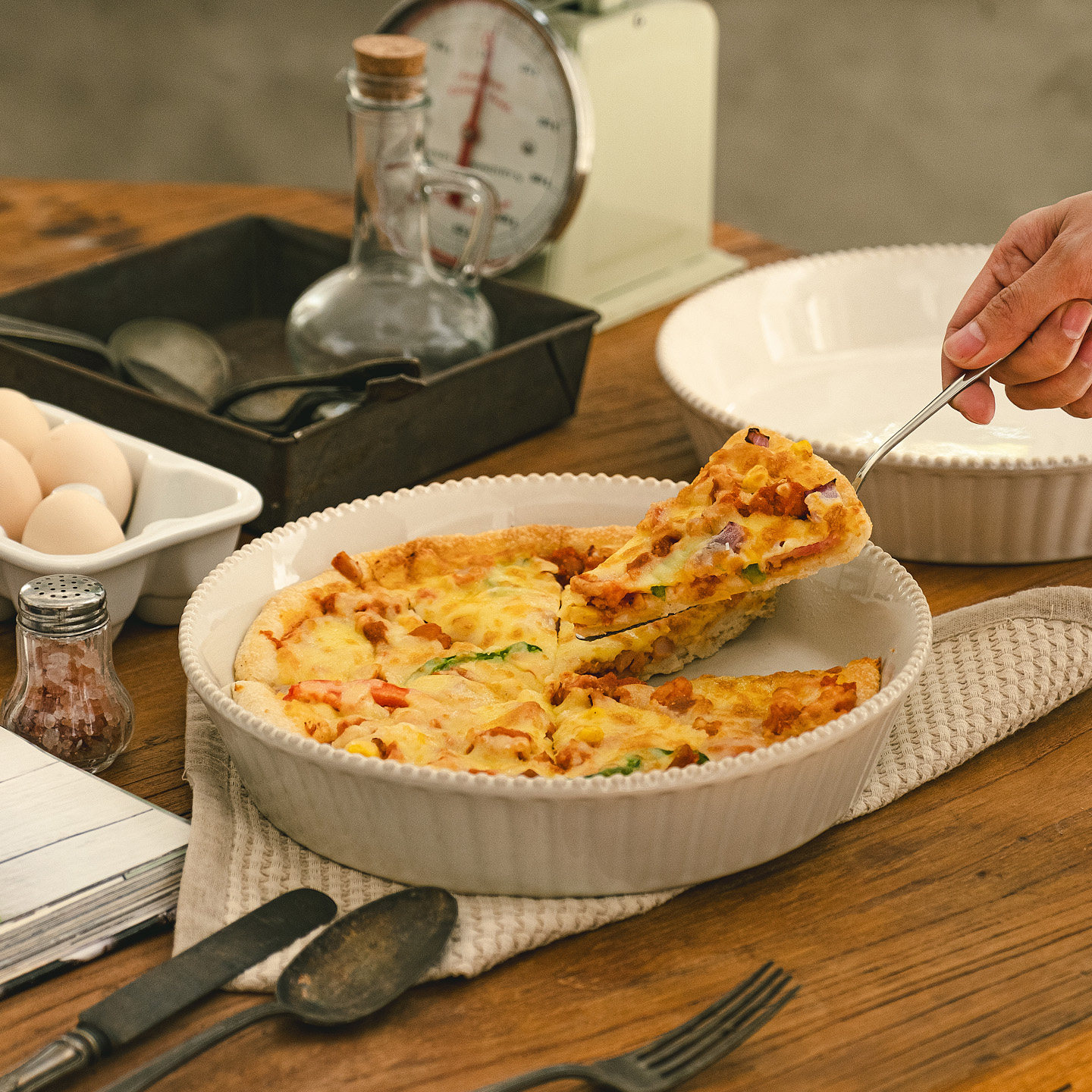 LePantry陶瓷餐盘大派盘简约披萨盘烘焙烤箱用焗饭盘餐厅复古烤盘