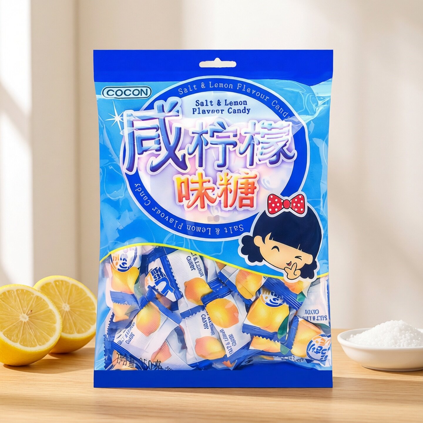 马来西亚进口零食糖果硬糖散装喜糖可康咸味柠檬糖咸柠水果糖350g