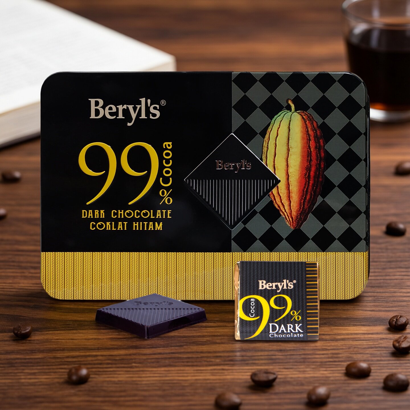 马来西亚原装进口零食纯可可脂醇苦beryls倍乐思99黑巧克力礼盒装