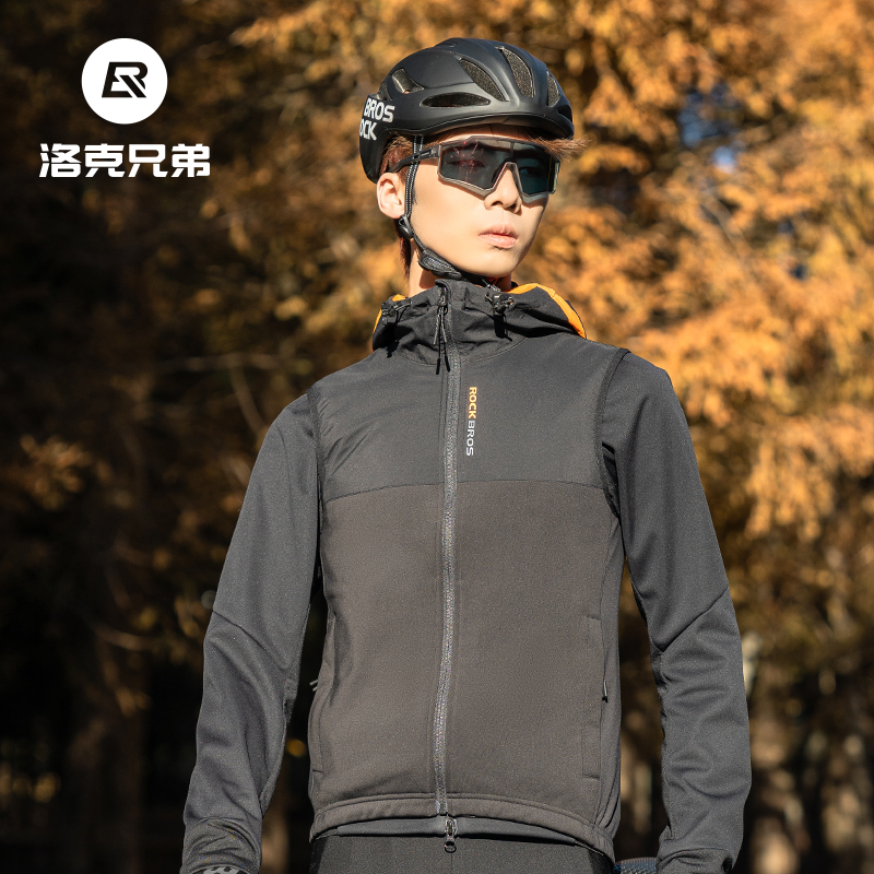 洛克兄弟保暖骑行马甲抓绒防风