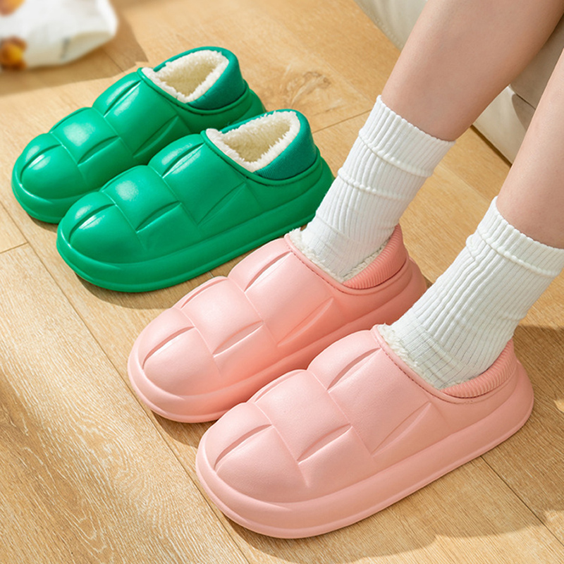 居家棉拖鞋女冬季包跟外穿防水轻便毛绒保暖情侣室内防滑棉鞋男士