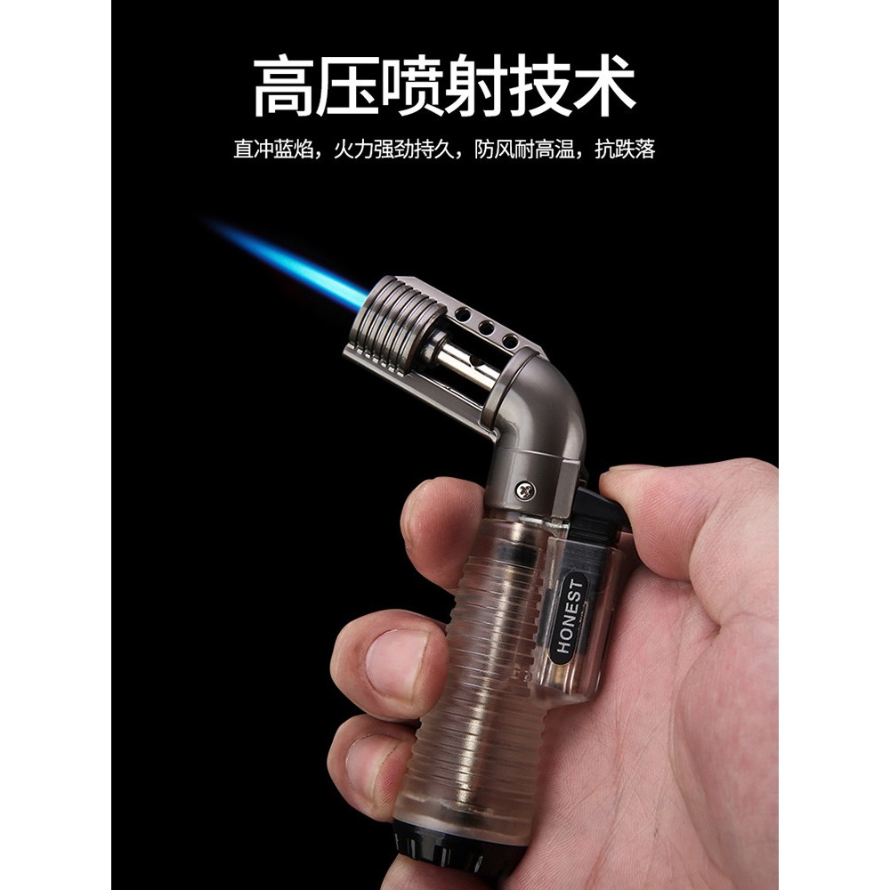 百诚弯头喷枪便携直冲充气打火机透明迷你焊枪金属点烟斗雪茄艾灸图片