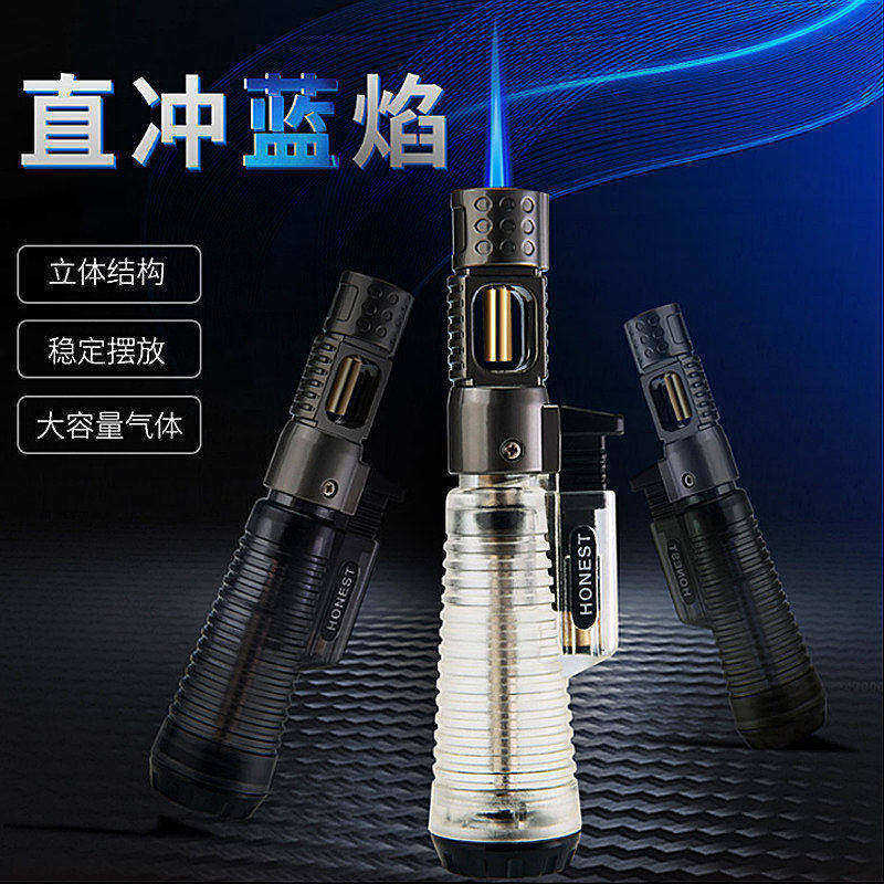 百诚充气防风打火机家用烟斗透明小焊枪便携高温直冲艾灸雪茄喷枪