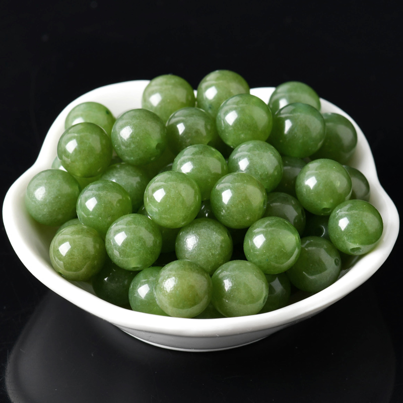 和田玉髓散珠且末蓝水晶饰品