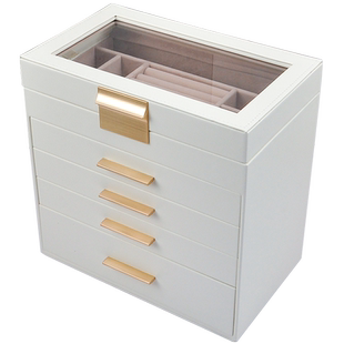 高档首饰盒大容量多层生日礼物耳钉戒指项链手镯公主珠宝箱收纳盒