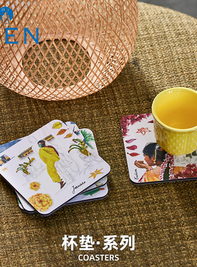 法国进口GIEN茶杯垫木制杯垫子礼品