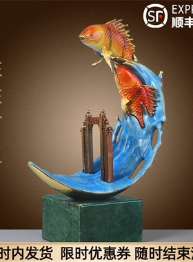 全铜年有余鱼摆件锦鲤跃龙