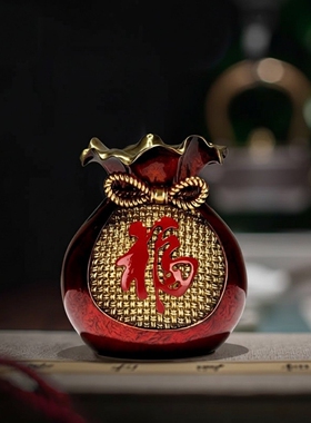 黄铜招财福袋聚宝盆摆件福气满满办公室收银台装饰品公司开业礼物