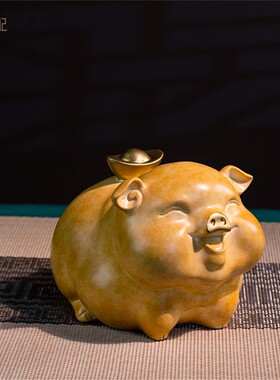 箐铜记招财进宝诸事顺利铜摆件元宝猪家居装饰品客厅玄关办公室