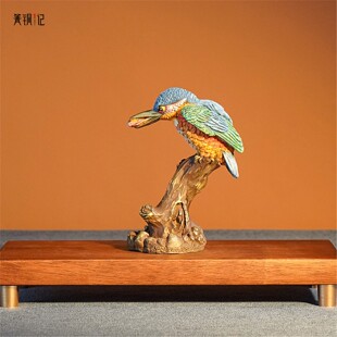 箐铜记全铜臻品鸬鹚鸟新中式黄铜摆件家居装饰品客厅玄关圣诞春节