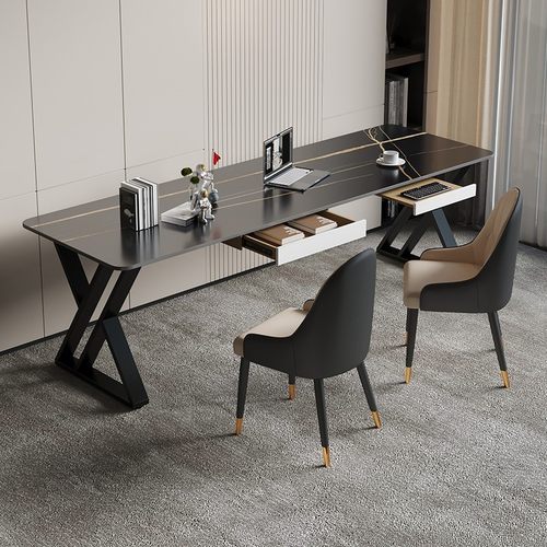 岩板电竞电脑桌长条工作台写字桌