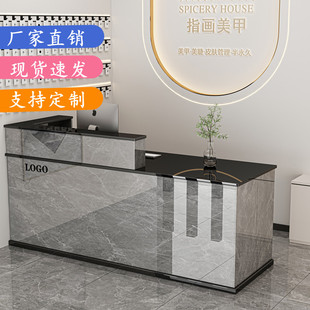 吧台烤漆前台理发店美容院收银台简约现代服装店办公桌公司接待台