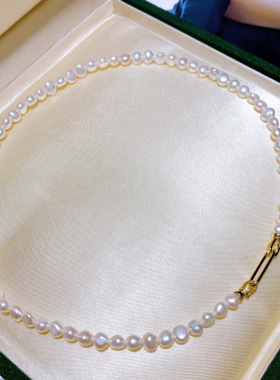 超越珠宝 网红锁骨链 项链 天然巴洛克淡水珍珠 优雅女神精品夏日