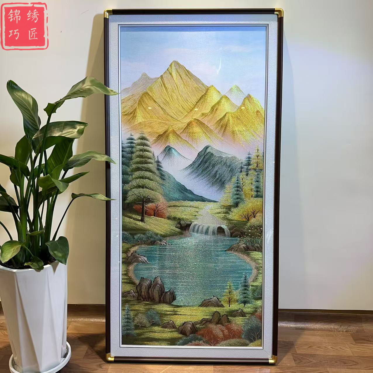 金山聚宝盆高档织锦绣刺装饰画