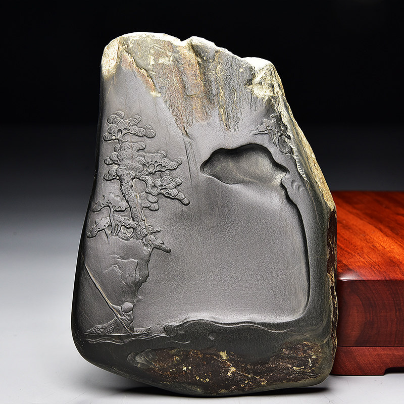 安徽歙县高档文房四宝纸墨笔砚墨条套装成人珍藏礼品自用天然原石老坑