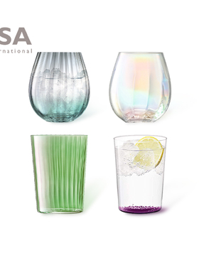 英国LSA 进口彩色水晶玻璃杯子家用轻奢紫色幻彩果汁杯水杯少女心