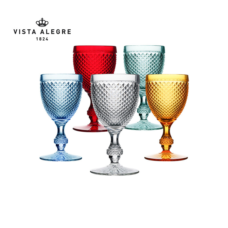 vista alegre葡萄牙进口高脚红酒杯家用复古轻奢彩色玻璃冰淇淋杯