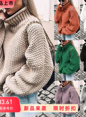 Women winter knitted dress loose turtleneck sweater blouse