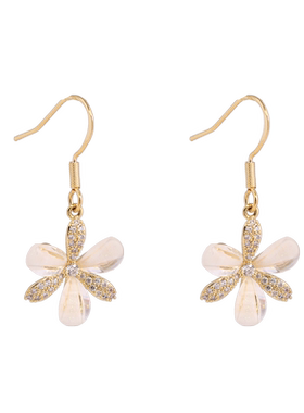 夏季超仙甜美水晶花朵无耳洞耳夹
