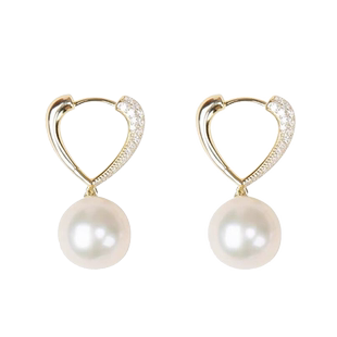 气质珍珠爱心耳环2026年新款潮小众设计感耳扣网红爆款心形耳饰女