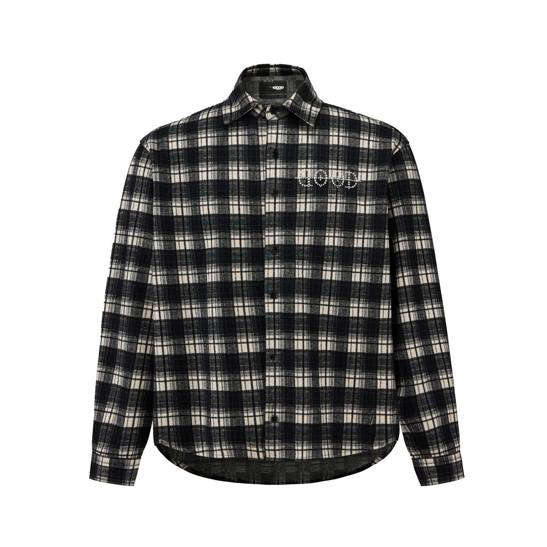 GOODBRAND经典标语珍珠格子衬衫