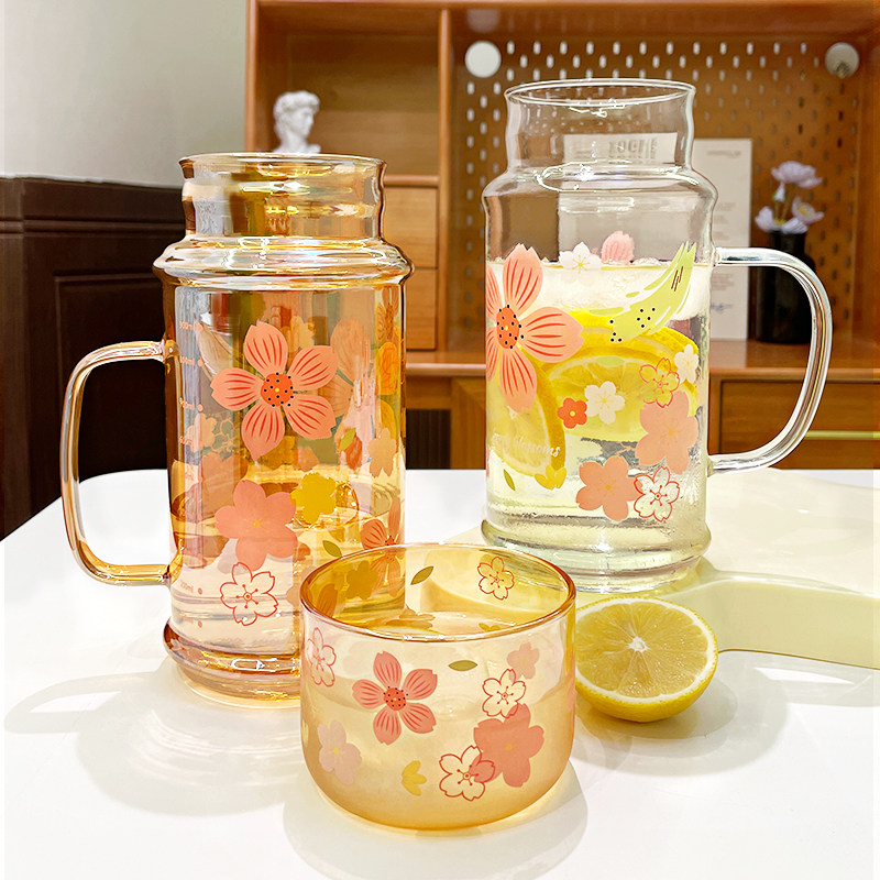 耐热高硼硅玻璃家用水壶大容量一人饮玻璃杯办公室专用水壶冷水壶