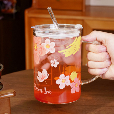 大容量把手泡茶杯带刻度吸管水杯