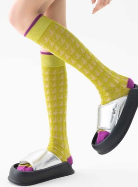 toooot韩系女小腿袜春夏薄款网眼拼色透明袜玻璃丝中筒潮袜ins风