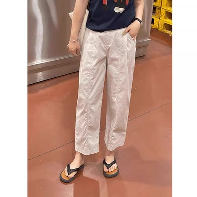 韩版高腰显瘦哈伦裤女2025夏季薄款大码小个子直筒宽松百搭九分裤