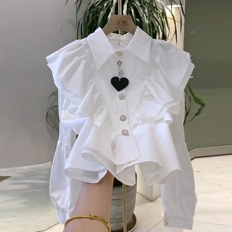 潮牌白色长袖衬衫女2025年春秋季韩版设计感小众衬衣气质别致上衣