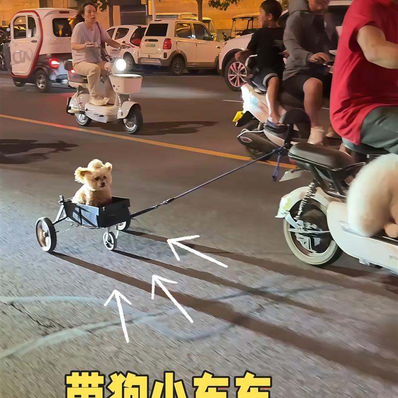 电动车带狗神器骑车带狗宠物推车轻便猫咪小型犬用宠物外出手推车