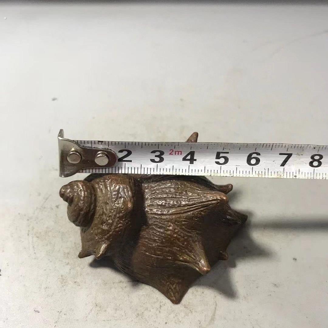 古玩怀旧空心小海螺老铜文玩手把件桌面茶道茶宠古董装饰摆件