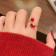 新年小马红色开口戒指女2026新款 爆款 小众设计食指环轻奢高级感