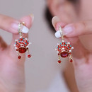 中国风过年耳饰品设计感京剧脸谱耳环2025年新款 潮新年红色耳钉女